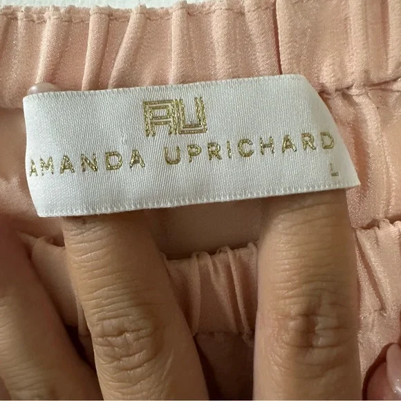 Amanda Uprichard Women's Sz L Nirvana 100% Silk Pink Off the Shoulder Top Blouse - Picture 3 of 6